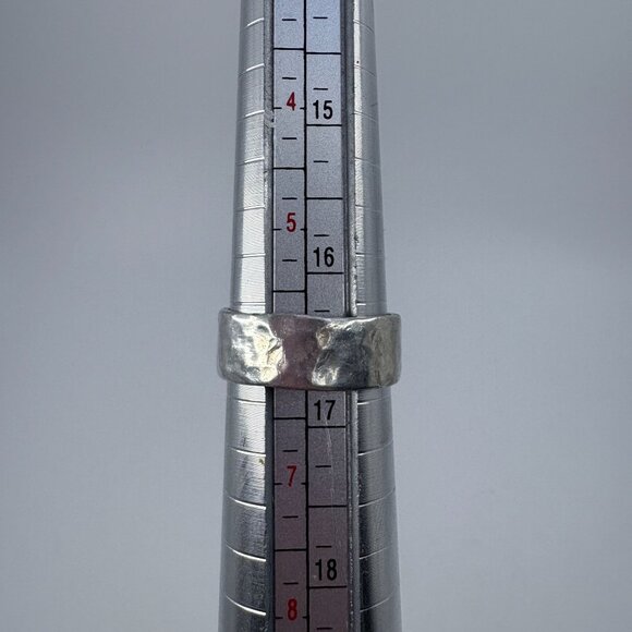 VTG Solid Sterling Silver 925 Hammered Finish Band Ring Size 6 - Picture 6 of 7